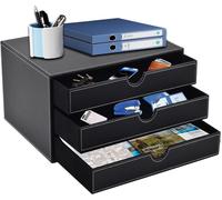 Organisateur de bureau - Rangement de dossiers - Trieur de bureau - 3 compartiments fermés format A4 - 35 x 26 x 6 cm