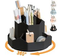 Organisateur de bureau rotatif Unyqoos® – 9 compartiments, rotation à 360°, plastique ABS, compact pour stylos et maquillage, idéal pour les chambres d'enfants et les bureaux
