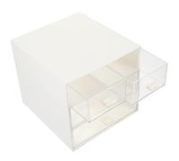 Organisateur de Bureau Transparent à Tiroirs, 3 Niveaux, 4 Cases, Blanc | ABS et Pc, Design Transparent, Accès Facile, pour Cosmétiques et Bijoux, Usage Domestique