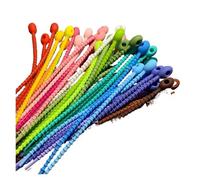 Organisateur de câbles à attaches serpent torsadées en silicone | Multicolore 30 pièces : câble, casque, ligne de données, scellage de sac à collation(White)