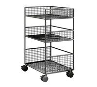 Organisateur de chariot à roulettes - Chariot multi-usages en métal à 3 niveaux avec roues, structure en ABS durable, design compact | Étagère portable pour le nettoyage, la buanderie, i