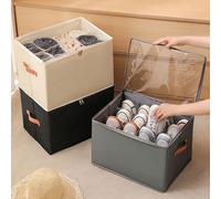 [Organisateur de chaussures pliable] 1 pièce Organisateur de chaussures pliable en tissu Oxford avec couvercle - Boîte de rangement anti-poussière pour chaussures & accessoires, séparateur de placard 