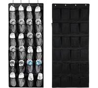 Organisateur de chaussures suspendu Unyqoos® avec 24 compartiments – capacité pour 12 paires, tissu non tissé respirant, 4 crochets métalliques pour fixation derrière la porte