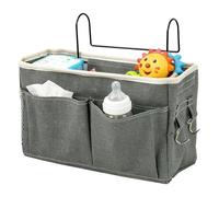 Organisateur de Chevet - Tissu 10.5x29.5x18.5cm | Pochette à Couches de Chevet pour Bébé | Panier de Rangement pour Crèche | Panier de Rangement avec Compartiments Amovibles pours Accessoires de Bébé