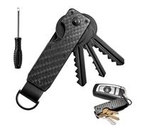 Organisateur de clés compact en aluminium noir, Étui porte-clés silencieux anti-rayures pour jusqu’à 6 clés, système à vis extensible avec anneau en D pour e voiture, EDC, Et tournevis personnal