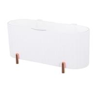 Organisateur de Coiffeuse à 4 Compartiments en PP, Blanc | Rangement Transparent Couvercle, Tri Facile des Accessoires, pour Salle de Bain et Chambre