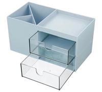 Organisateur de Coiffeuse à Tiroir Bleu en Abs pour Maquillage | Rangement de Bureau, Conteneur Compact pour Cosmétiques et Soins, Style Simple et Pratique