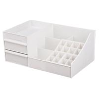 Organisateur De Coiffeuse Multifonctionnel Cosmétiques Rouge à lèvres Masque Crayon Sourcils Bague Boucle d'oreille Pinceau de Maquillage Boîte Bijoux Voyage pour Comptoir(White)