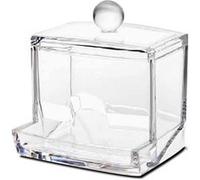 Organisateur de cosmétique, boîte à bâtonnets, distributeur de coton à démaquiller, cotons-tiges - Longueur 9 x Profondeur 7.5 x Hauteur 9.5 cm -JUANIO- Transparent G