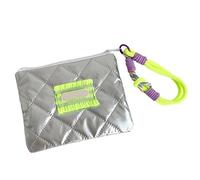 Organisateur de cosmétiques en Tissu élégant, en Relief argenté avec lanière pour Un Usage Quotidien, Pochettes de Maquillage Portables en Argent avec lanière