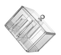 Organisateur de Coton en Acrylique Blanc de Disques pour Salle de Bain | Couvercle Délicat Limitant L’entrée des Particules, Rangement Propre et Net, Usage Quotidien à Domicile