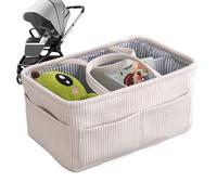 Organisateur de couches pour, avec compartiments en velours côtelé | Panier de rangement à couches avec poignée | Pour garçons et filles, maison de table de chevet, salle de bain, canapé