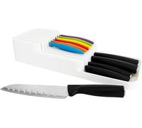 Organisateur de couteaux pour 18 couteaux (blanc), à deux niveaux pour le tiroir de cuisine ou en pose libre, range-couverts, système de rangement de cuisine, organiseur de tiroir de cuisine, rangemen