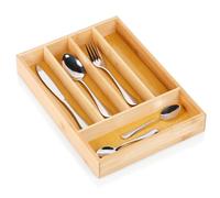 Organisateur de couverts en bambou - VILDE - 35x25x5 cm - 5 compartiments - Marron naturel - Facile à nettoyer - Durable