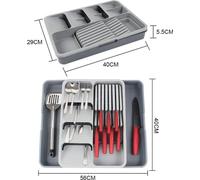 Organisateur de couverts pour tiroir - Range-couverts pour couverts, cuillères, fourchettes, couteaux, grand format