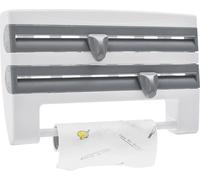 Organisateur de cuisine - Distributeur mural pour papier aluminium et film alimentaire - Avec tablette - Pour papier aluminium, film alimentaire et papier sulfurisé - Plastique HIPS robuste - Gris cla
