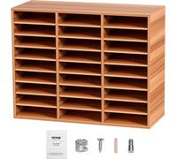 Organisateur de documents en bois, trieur, support de rangement pour papier, 27 compartiments, blanc