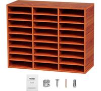 Organisateur de documents en bois, trieur, support de rangement pour papier, 27 compartiments, marron