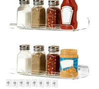Organisateur de douche 2 supports de rangement adhésifs muraux en acrylique | Organisateur de salle de bain pour Camping-Car Résidence Universitaire Appartement Maison Cuisine Salle de