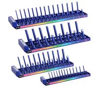 Organisateur de Douilles 4 Pieces WORKPRO, 1/4, 3/8, 1/2 pour Douilles Metriques, Support de Rangement pour Douilles avec Plateau de Stockage, Porte-Douilles Shadow pour Organiser vos Outils