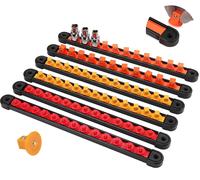 Organisateur de douilles ABS, 1/4 pouces 3/8 pouces 1/2 pouces, 360 ° Supports de douilles pivotants de qualité supérieure 1-4(6.3mm)-Red