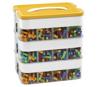 Organisateur de jouets empilable, 3 niveaux, 48 compartiments, jaune