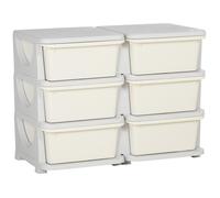 HOMCOM Organisateur de jouets pour enfants à 3 niveaux avec 6 tiroirs, boîtes de rangement en plastique, coffre à jouets pour chambre d'enfant, crèche, salon, pour garçons et filles 3-6 ans, crème