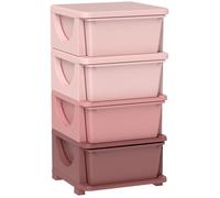 HOMCOM Tour de Rangement en Plastique pour Enfants 4 Tiroirs Rose