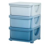 HOMCOM Organisateur de jouets pour enfants avec 3 tiroirs, boîtes de rangement en plastique, coffre à jouets pour chambre d'enfant, crèche, salon, pour garçons et filles 3-6 ans, bleu
