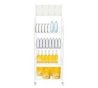 Organisateur de littérature pour vente au détail - Présentoir à collations à 4 niveaux avec roulettes en fil métallique - Support de concession - Fournitures d'affichage - Blanc