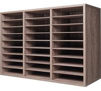 Organisateur de livres en bois 27 compartiments Étagères amovibles Noir-Gris