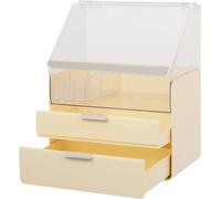 Organisateur de maquillage, 2 tiroirs, esthétique moderne, jaune