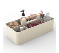 Intirilife Organizer Caddy avec poignée en beige - 32x15.5x8 cm, boîte de transport Panier de rangement avec 5 compartiments pour la salle de bain, la chambre d'enfant, le bricolage, les cosmétiques