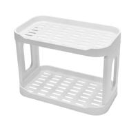 Organisateur de Maquillage de Bureau Double Couche en PP Blanc | Produits de Beauté et Parfum, Bureau ou Dressing, Rangement Pratique et Gain de Place