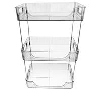 Organisateur de Maquillage de Comptoir Salle de Bain, Trois Niveaux | Rangement pour Cosmétiques et Petits Objets, Structure Simple, Usage Bureau ou Chevet, Gris Translucide