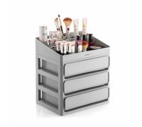 InnovaGoods Organisateur de maquillage – 3 tiroirs, plateau amovible (9 compartiments), gris