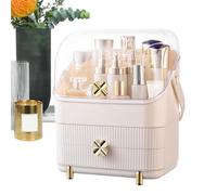 Organisateur de Maquillage pour Plan de Toilette Étagère Bureau avec | Grand Organisateur Cosmétique Étanche Antipoussière Couvercle Transparent Pour Salle De Bain Cuisi