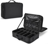 Organisateur de maquillage Unyqoos®, pochette de cosmétiques, 40 x 29 x 12 cm, tissu Oxford, noir, 12 compartiments pour pinceaux, 4 options de transport, bandoulière amovible