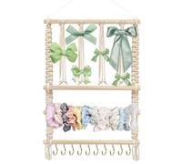 Organisateur de Nœuds pour Bébé Porte-Accessoires Décoratif En Hêtre | Rangement Décoratif Économe en Espace avec Clips - Pour Bandes, Dressing, Chambre et Salle de Bain