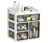 Organisateur de pharmacie, fabriqué en plastique ABS de haute qualité, design à 4 niveaux, dimensions 30 cm x 25 cm x 15 cm, modèle autoportant, ne nécessite pas d'assemblage