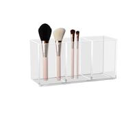 Organisateur de pinceaux de maquillage transparent,Organisateur de | pinceaux de maquillage en acrylique Transparent à 3 fentes, grande capacité pour vanité - Supports de rangement pour cosméti