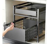 Organisateur de placard coulissant à 2 niveaux, étagère de rangement de cuisine réglable, organisateur sous évier, étagère à épices, tiroir de rangement coulissant Rack-F