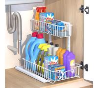 Organisateur de placard coulissant - Étagère de base - Rangement de cuisine - Design en L extensible - 36,5 cm - Blanc