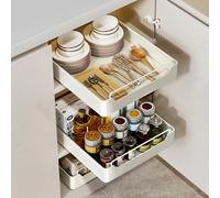 Organisateur de placard coulissant robuste avec guides de glissement amortis et silencieux, étagères de garde-manger coulissantes pour cuisine Black 40cm