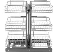 Organisateur de placard de cuisine avec 3 niveaux et 6 étagères, panier de rangement en acier au carbone chromé, organisateur de rangement, ouverture possible des deux côtés