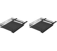 Organisateur de placard de cuisine - Panier de tiroir coulissant - Ensemble de deux pièces - Acier au carbone - Rails télescopiques - Capacité de charge de 4 à 5 kg par panier - Couleur kaki