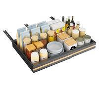 Organisateur de placard de cuisine - Tiroir coulissant extensible - Rails télescopiques de 32 à 52 cm - Acier - Glissement en douceur - Pour épices, vaisselle, couverts - 1 pièce - Noir