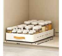 Organisateur de placard extensible avec poignée - Rangement pour armoire de cuisine - Étagère à épices pour meuble bas - Panier coulissant réglable de 35 cm - Acier