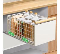 Organisateur de placard extensible avec poignée, tiroirs rétractables et pliables, étagère coulissante robuste pour cuisine, cellier, salle de bain, blanc, grande taille