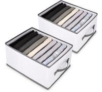 Organisateur de placard Ibzoa® avec 9 compartiments, 32 x 25 x 17 cm, boîte de rangement pliable avec poignées, lot de 2, gris, structure stable et lavable à la main